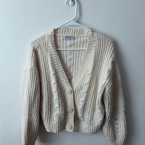 Stradivarius Beige Cable Knit Cardigan